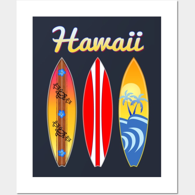 Surfboards Hawaii Islands Wall Art by macdonaldcreativestudios